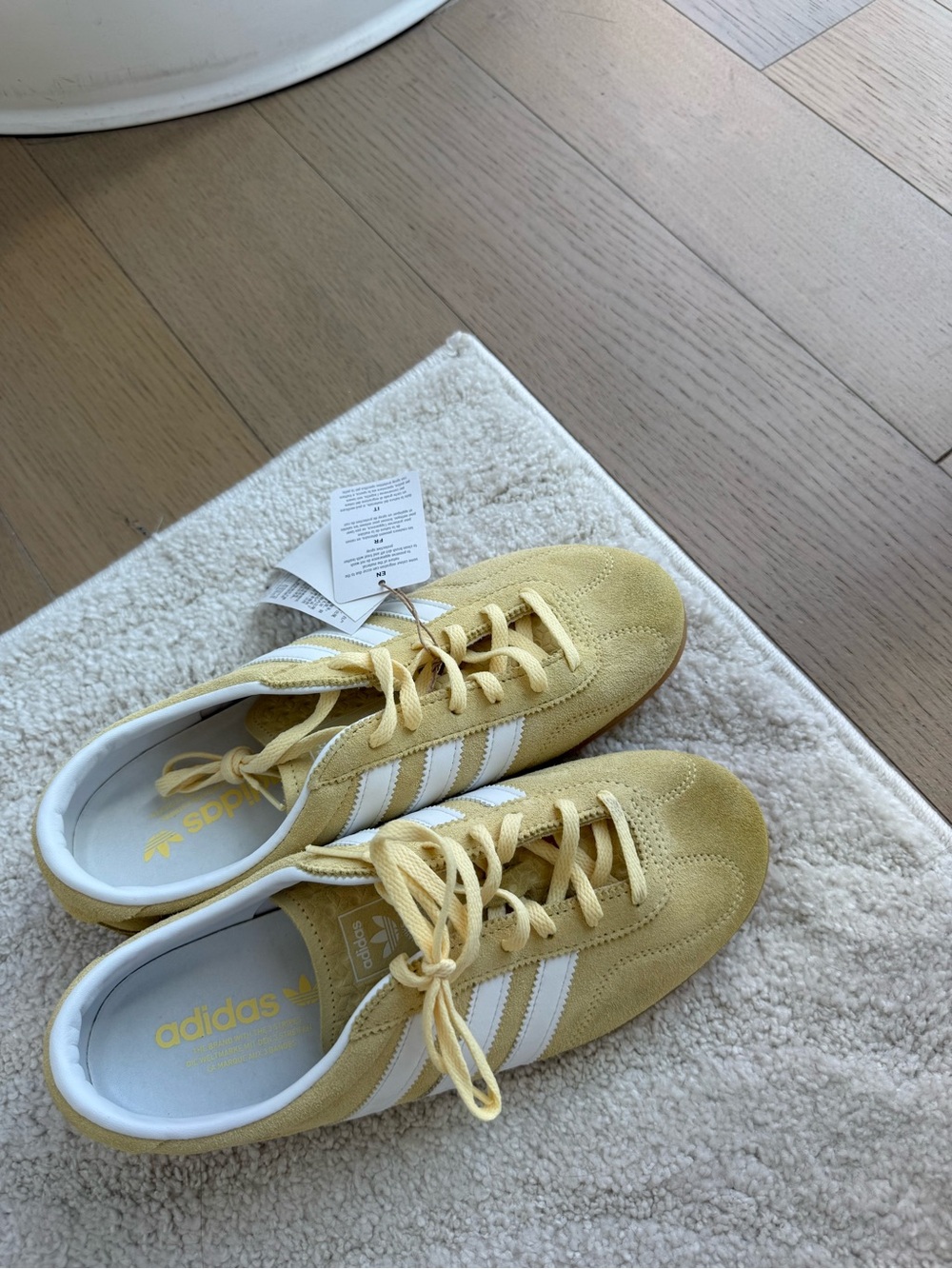 adidas Yellow Suede Sneakers with White Stripes - Picture 2 of 5